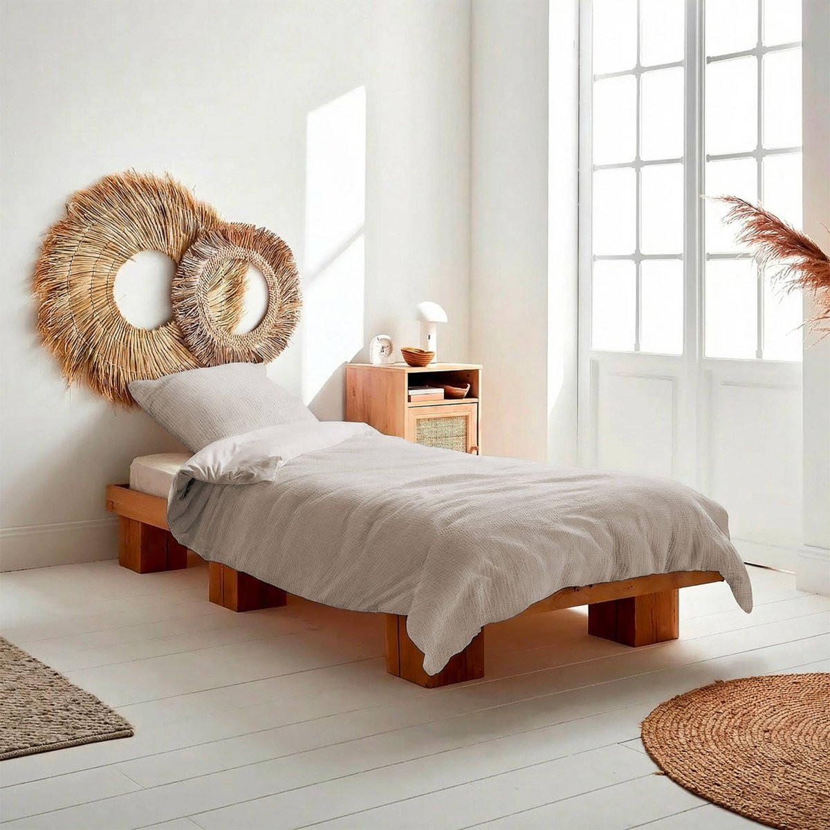 Sweek Alix katoenen mousseline beddengoedset - Kiezelgrijs