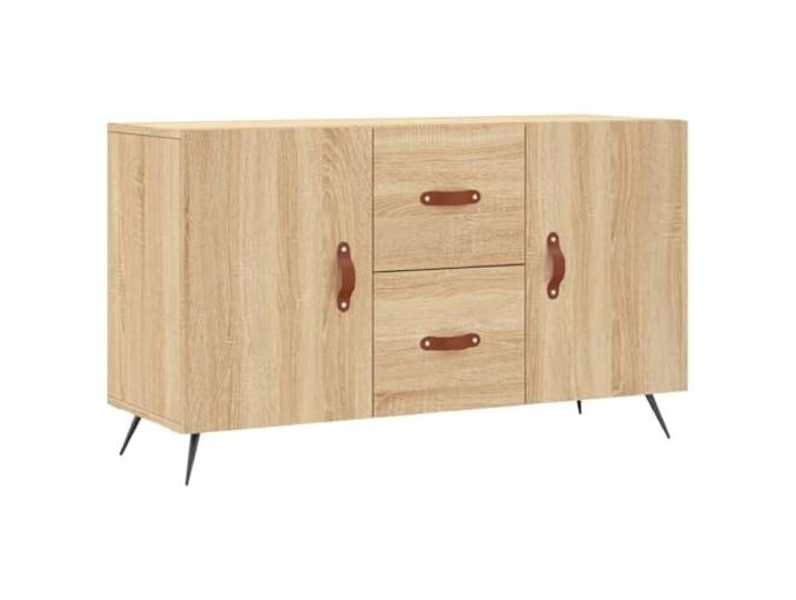 Fisinber Sideboard Sonoma-Eiche 100x36x60 cm Kommode mit Metallbeinen Stilvoller Beistellschrank für Wohnzimmer und Flur mit geräumigen Fächern, stabiler Abstellfläche und modernem Design.