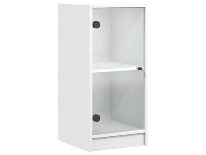 HGFDVCMR Beistellschrank mit Glastür Kommode Weiß 35x37x75,5 cm Kompakter Sideboard Schrank aus Holzwerkstoff für Wohnzimmer und Flur, bietet viel Stauraum und elegante Glasfronten.