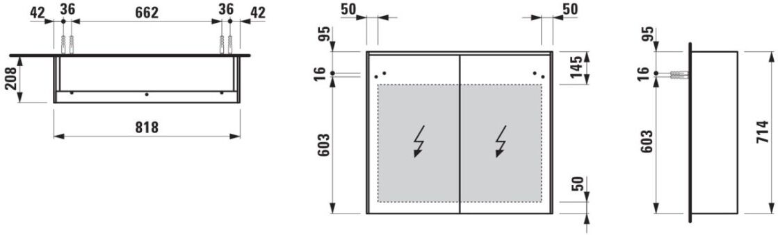 Laufen Spiegelschrank LANI 208x818x714 LED-Beleuchtung horizontal H4037621122671