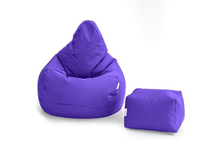 Loft 25 sitzsack mit Fußhocker – Gaming sitzsack mit füllung, Komfortabler Bean Bag, Wasserabweisend sitzsack Erwachsene mit hohem Rücken,Bean Bag Chair (Ultra Violet,Sitzsack+Fußhocker)