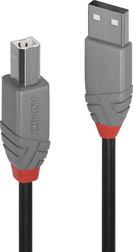 LINDY USB-Kabel USB 2.0 USB-A Stecker, USB-B Stecker 3.00 m Schwarz 36674