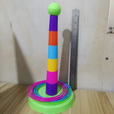 Multisell Products Hub Kids Ring Toss Game Tower Set, Interactive Family Game Toy For Indoor Outdoor Fun green