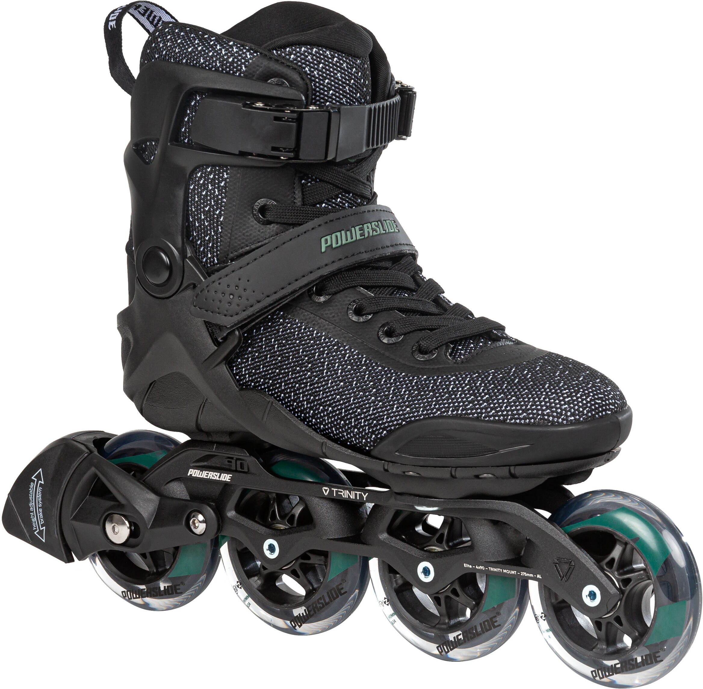 Inlineskates POWERSLIDE "Phuzion Enzo BW 90" Gr. 37, schwarz, Inlineskates_Rollschuhe, 37 (bis 100 kg), Kunstfaser, Inlineskates schwarz 37 (bis 100 kg)