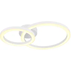 LED Deckenleuchte Deckenlampe Wohnzimmerlampe Metall weiß matt Ringe Design L 42 cm