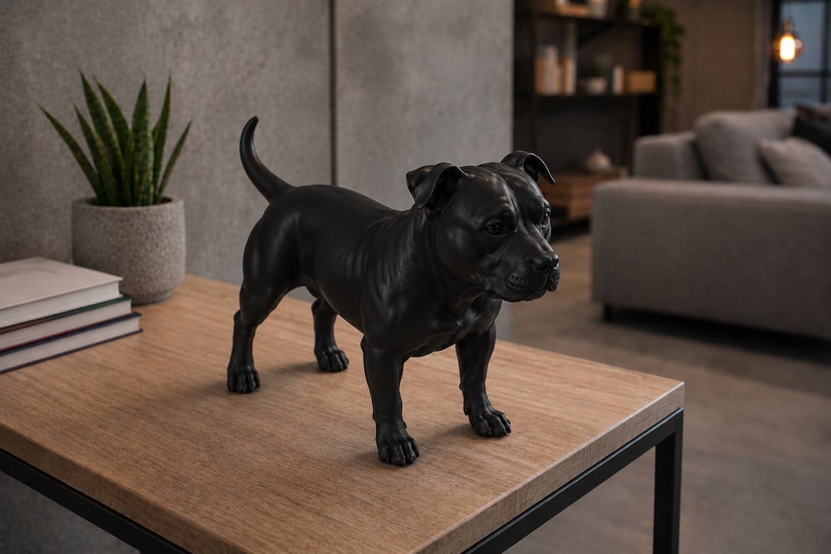 American Staffordshire Terrier Hondenbeeldje - Decoratief 3D-geprint Beeldje - Zwart