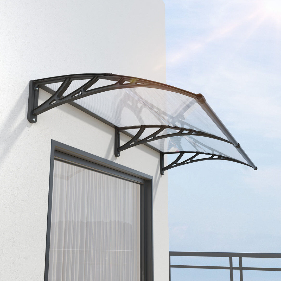 GUANSU-CN Polycarbonate Cover Retractable Door / Window Awning Clear/Black 100x150 cm