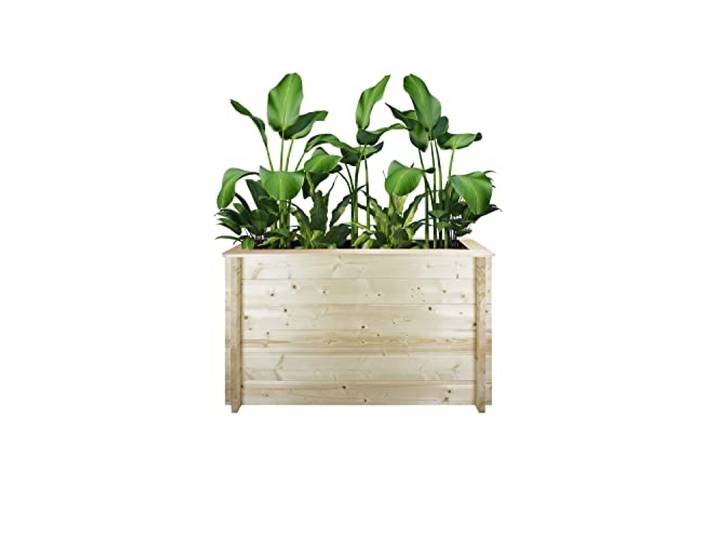 TIMBELA Hochbeet Holz - 118x38xH69 cm - Blumenbeet für Garten - Kräuterbeet - Pflanzkasten Holz - Hochbeet Balkon Garten Terrasse - Solid 28 mm Pine/Spruce Wood M615