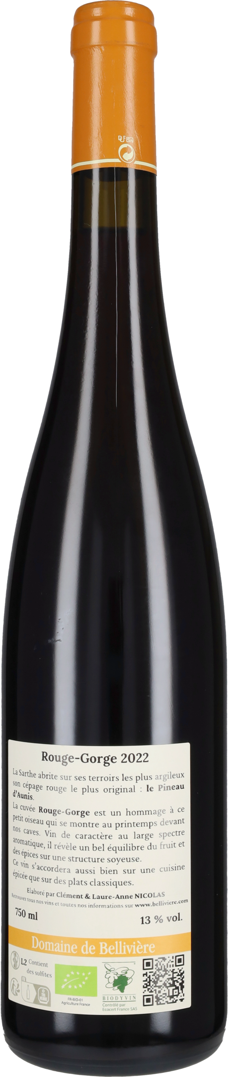 Domaine de Bellivière Coteaux du Loir  Rouge 'Gorge' Domaine de Belliviere 2022
