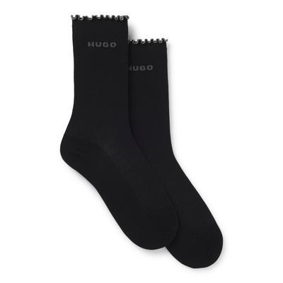Basicsocken HUGO UNDERWEAR "2P RS LETTUCE CC W", Damen, Gr. 35-38, schwarz 002, Baumwollmischung, normal, Socken, Bund leicht gekräuselt