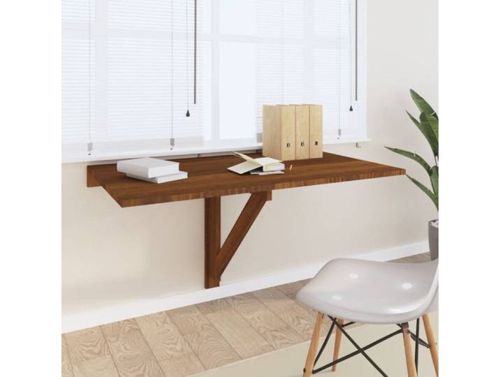 Table murale pliable Chêne marron 100x60x56cm Bois d ingénierie