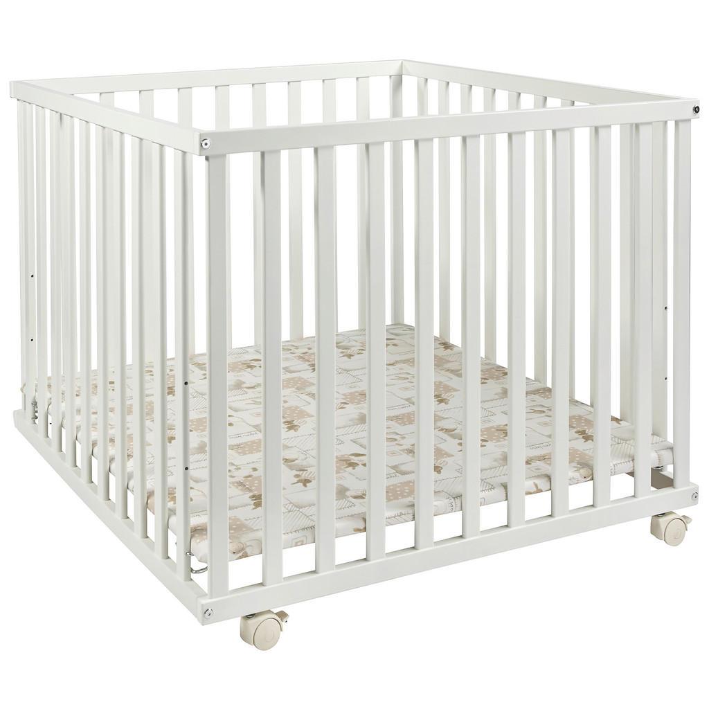 My Baby Lou Laufgitter , Weiss , Holz , Buche , massiv , 97x70x97 cm , höhenverstellbar , Baby- und Kindermöbel, Babyzimmer, Laufgitter