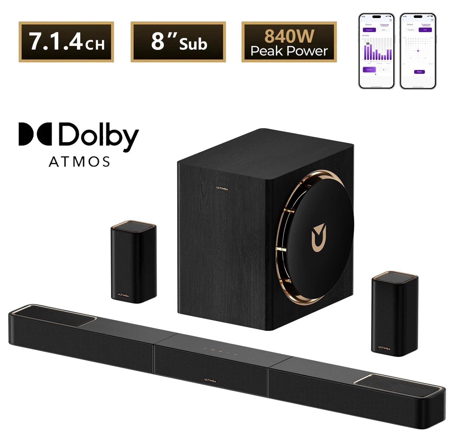 Soundbar - Skywave-Serie - 840 W - Dolby Atmos - 7.1.4-Kanal - Kabelloser Subwoofer - 2 kabellose Rücklautsprecher - HDMI eARC
