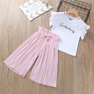Sommer mädchen kleidung sets kinder t-shirt breite bein hosen anzüge kinder kurzarm baby mädchen kleidung