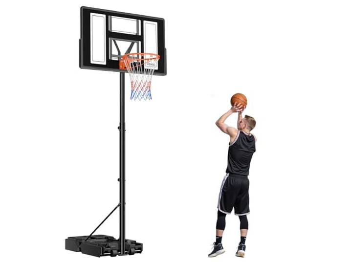 VEVOR tragbarer Basketballständer, 1,35 bis3,05 m höhenverstellbarer Basketballkorb, verstellbare Basketballanlage mit Nylonnetz & Rollen, tragbares Backboard-Set für Terrassen Poolrand