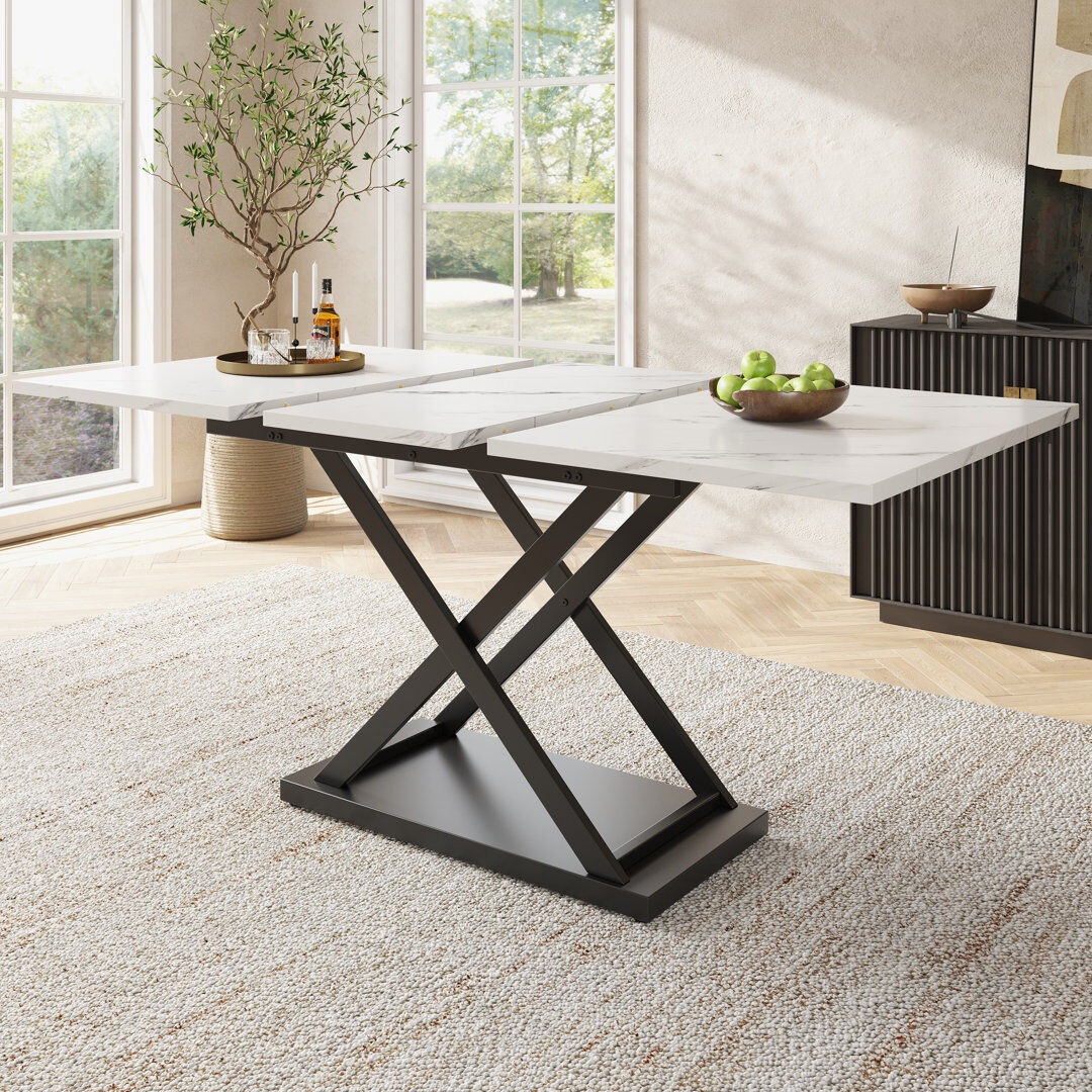 Abrihome 158.5 cm Extendable Rectangular Dining Table White