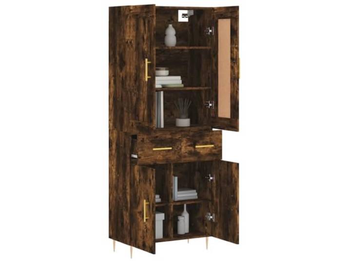 KTHLBRH Anrichte Eiche Rauch 69,5 x 34 x 180 cm Holz mehrschichtig Metallfüße, großer Stauraum, praktische Türen, Montage erforderlich
