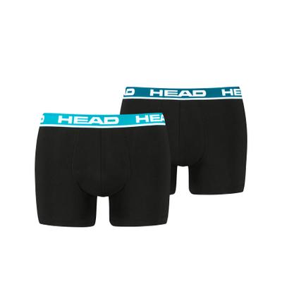 Boxer HEAD "HEAD BASIC BOXER 2P", Herren, Gr. L, schwarz (speed blau, lagoon, schwarz), Obermaterial: 95% Baumwolle, 5% Elasthan, körpernah, Unterhosen, mit elastischem Logobund
