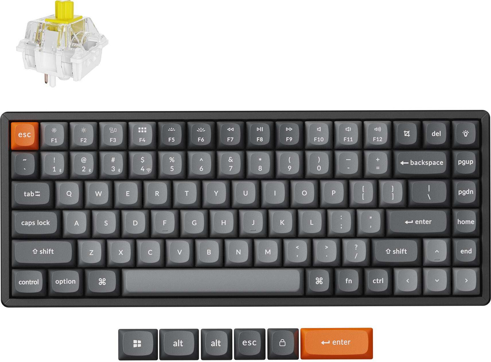 Keychron K2 Max QMK draadloos mechanisch toetsenbord met Super Banana switches, RGB, QWERTY US-indeling, K2M-J4