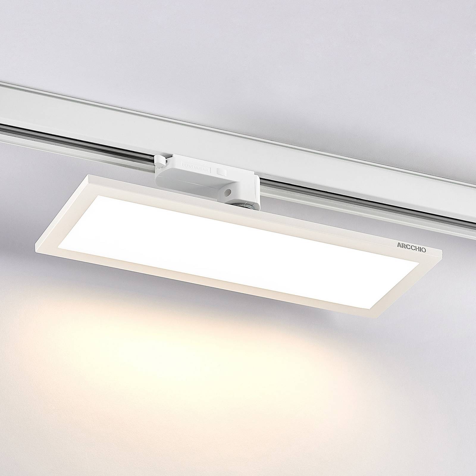 Arcchio Hairis panel LED trifásico blanco 3000 K, Blanco / Ópalo, Despacho / Oficina, Plástico, Moderno