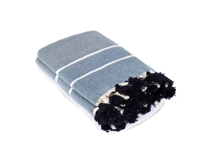 Plaid coton bleu pétrole 160x250
