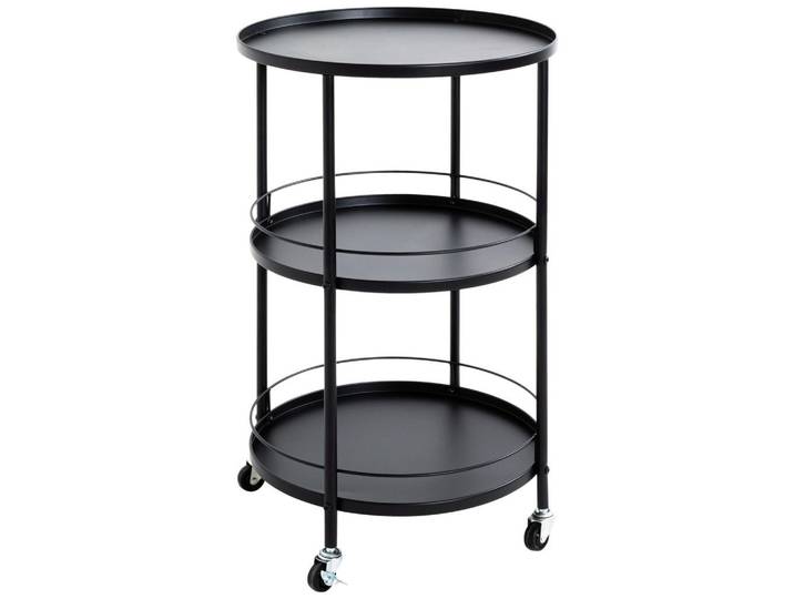 Lomoco Servierwagen, Schwarz, Metall, rund, 75 cm, Esszimmer, Barmöbel, Barwagen