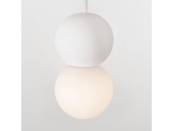 Suspension Zero type A Ø 8cm Blanc/Blanc aluminium / verre opale / plâtre LED G9