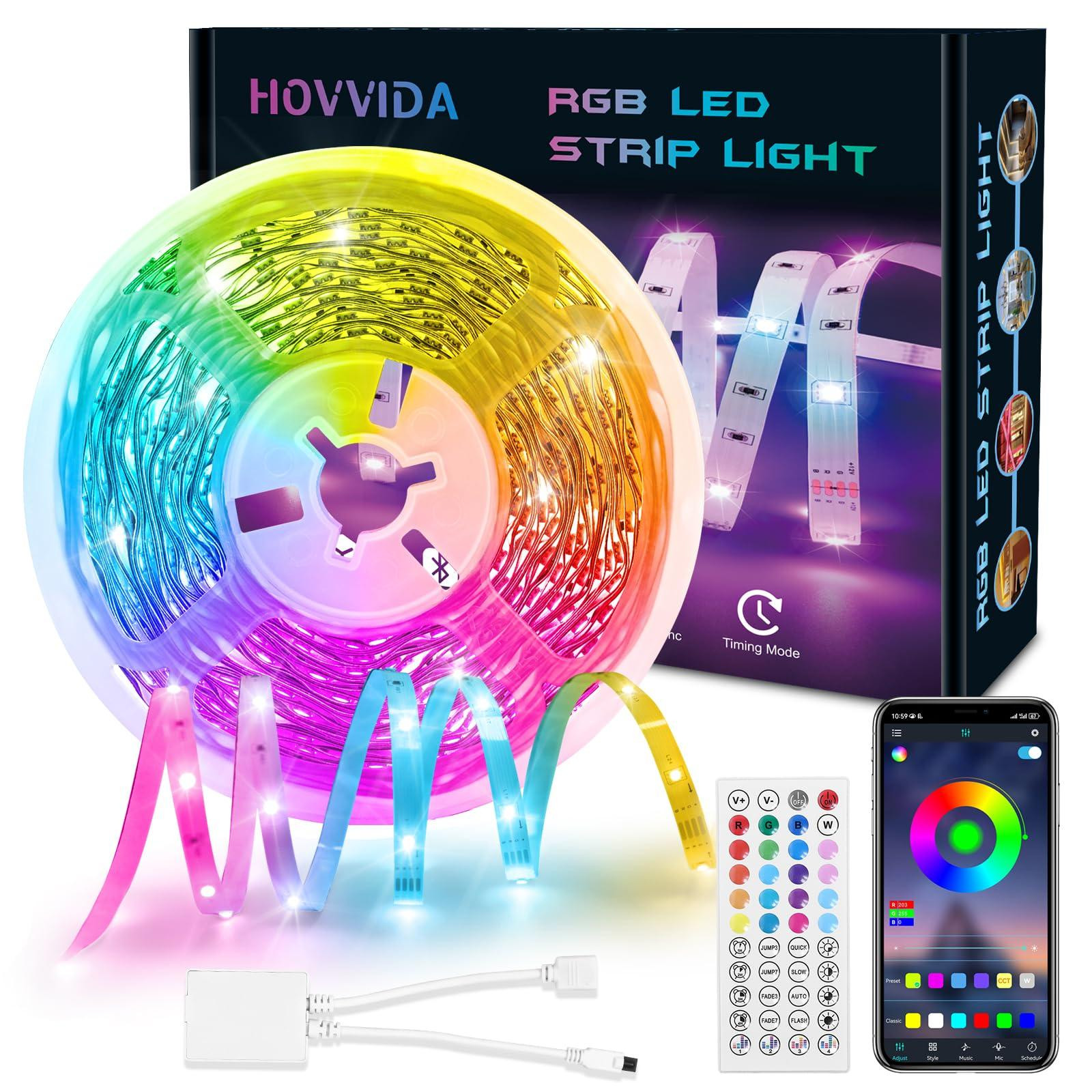 HOVVIDA RGB LED-strip, 10 meter, 300 LED's, met app-bediening