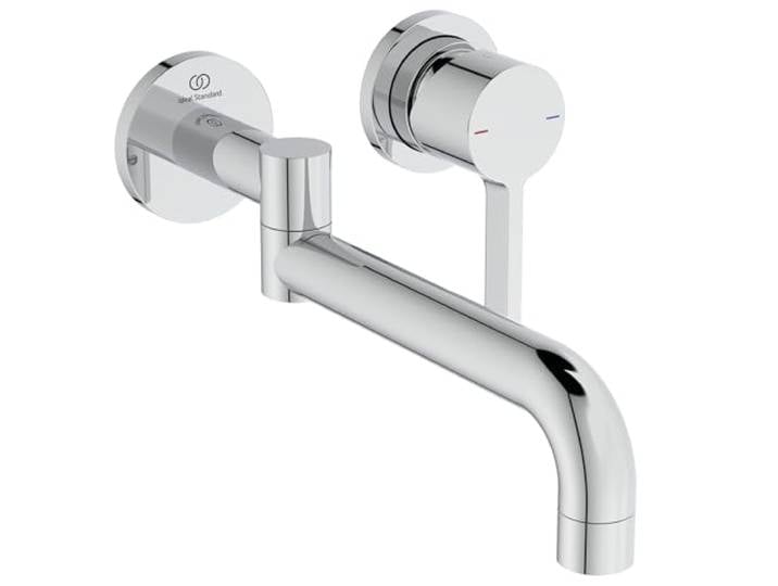 Ideal Standard BD426AA Gusto Wand-Küchenarmatur, 120 ° Drehbarer Wasserhahn Küche, Mischbatterie Küchenspüle, Wandmontage, Chrom