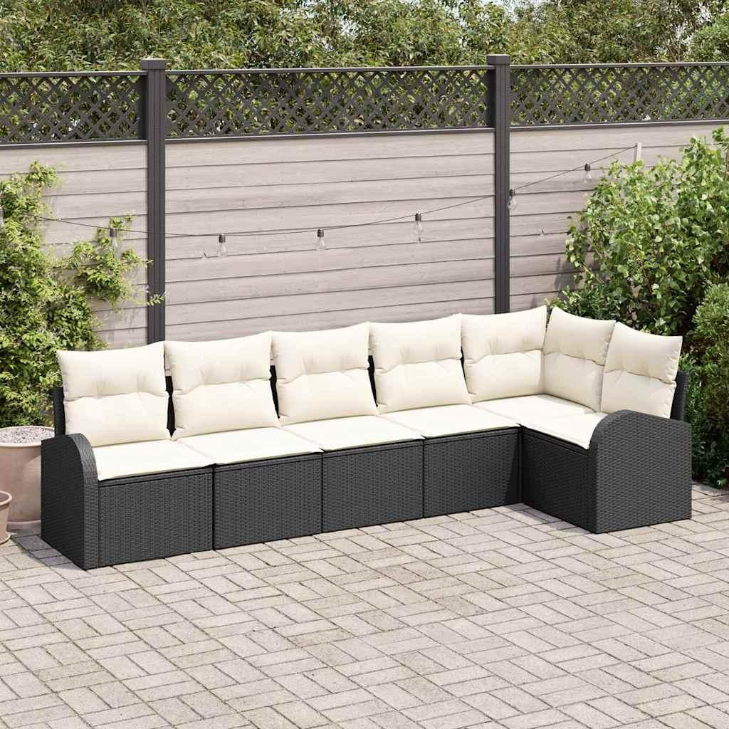 Prolenta Set van zes tuinbankkussens, zwart, van polyrotan