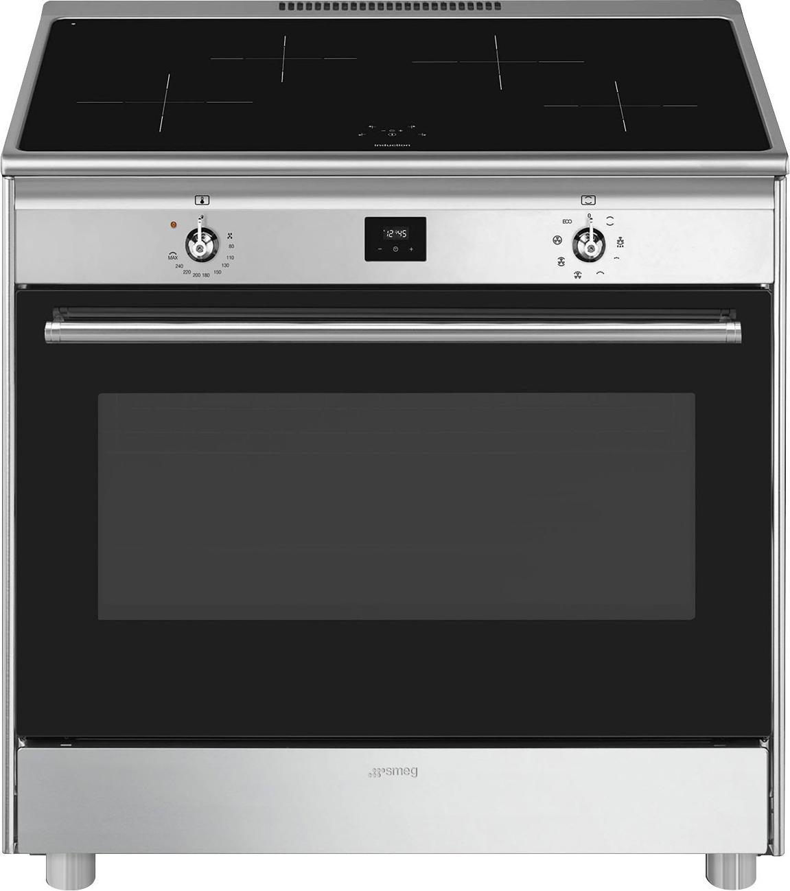 Smeg CG90CIXT Küchenherd Freistehender Herd A Elektro Zonen-Induktionskochfeld Schwarz, Edelstahl