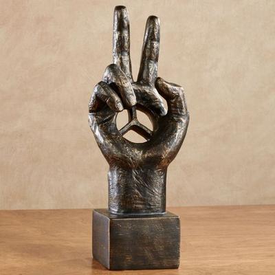 Touch of Class Peace Hand Table Sculpture Black/Gold , Black/Gold