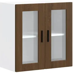 vidaXL Küchen-Hängeschrank mit Glastür Porto Braun Eichen-Optik