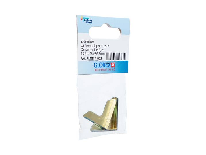 Glorex Zierecken Gold 26 × 26 × 3.5 mm 4 Stück