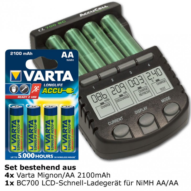 Technoline Sneloplader BC-700 ALPHA700 inclusief 2100mAh batterijen