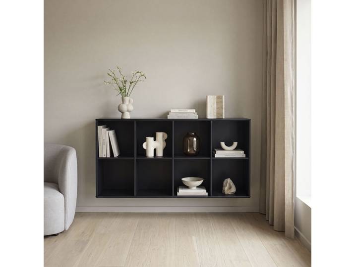 Sideboard, Massivholz & Spanplatte, Schwarz, 136×69×32,5 cm, Hängend/Stehend, Modern, Mistral Kubus