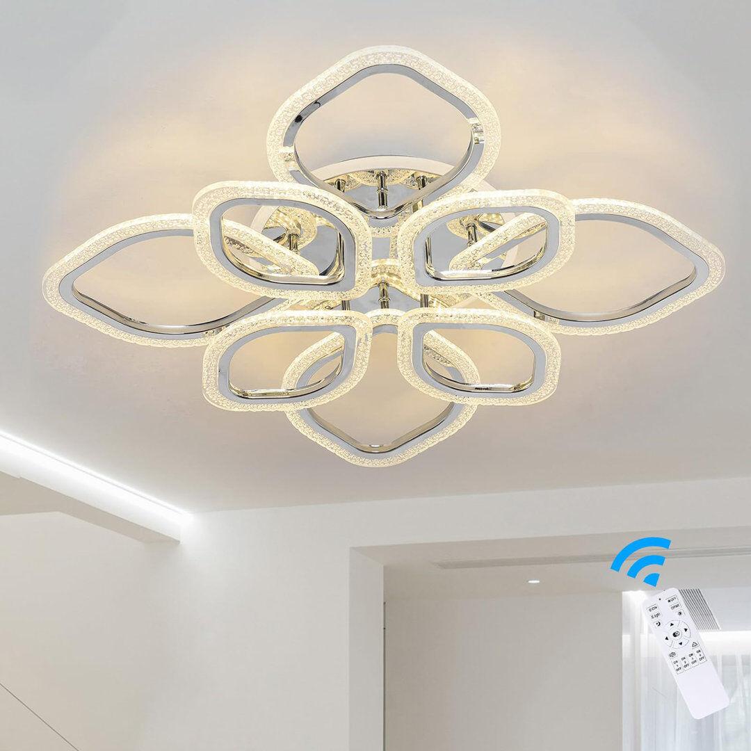 Ivy Bronx Arrika 8 -Light 70cm Modern Dimmable LED Flush Mount White 12cm H X 70cm W X 70cm D
