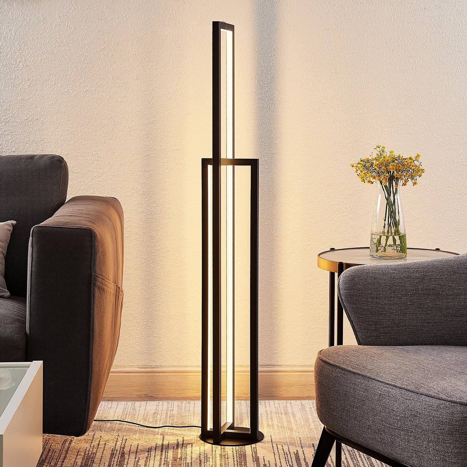 Lucande Hylda LED-vloerlamp - Zwart - Modern - Dimbaar