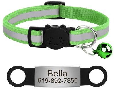 Uplifted Finds Customized Reflective Pet ID Collar With Nameplate light Green 88