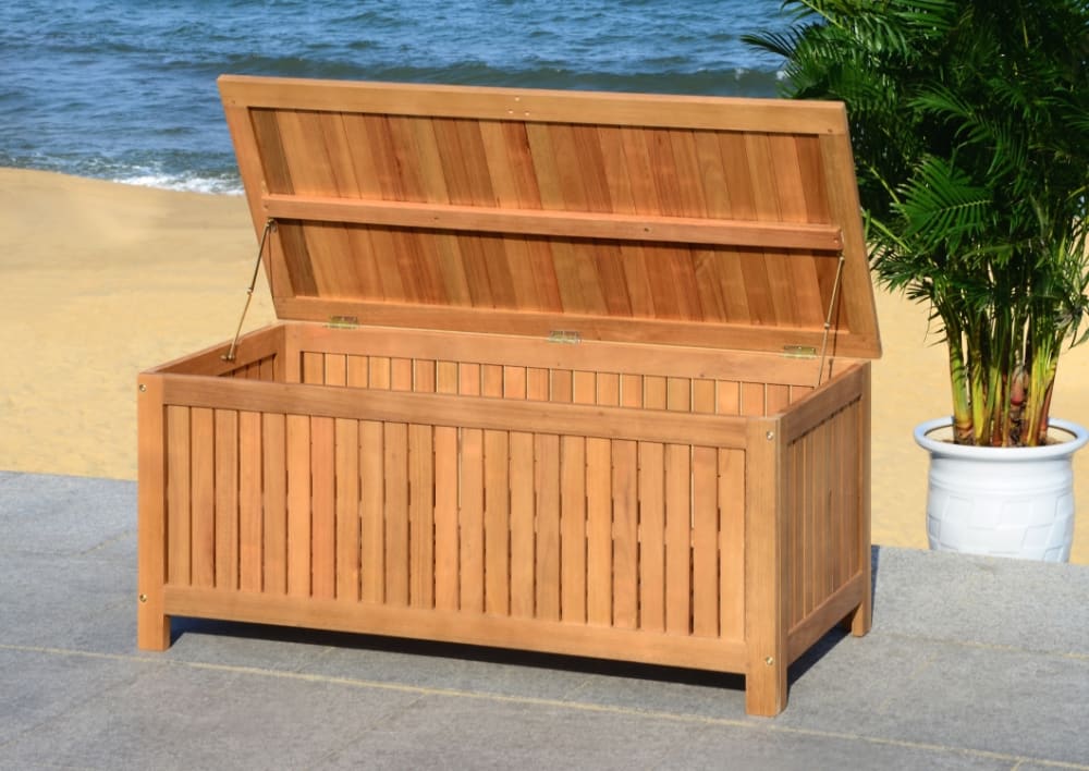 Safavieh Banc extérieur en bois, naturel Taupe 119x48x46cm