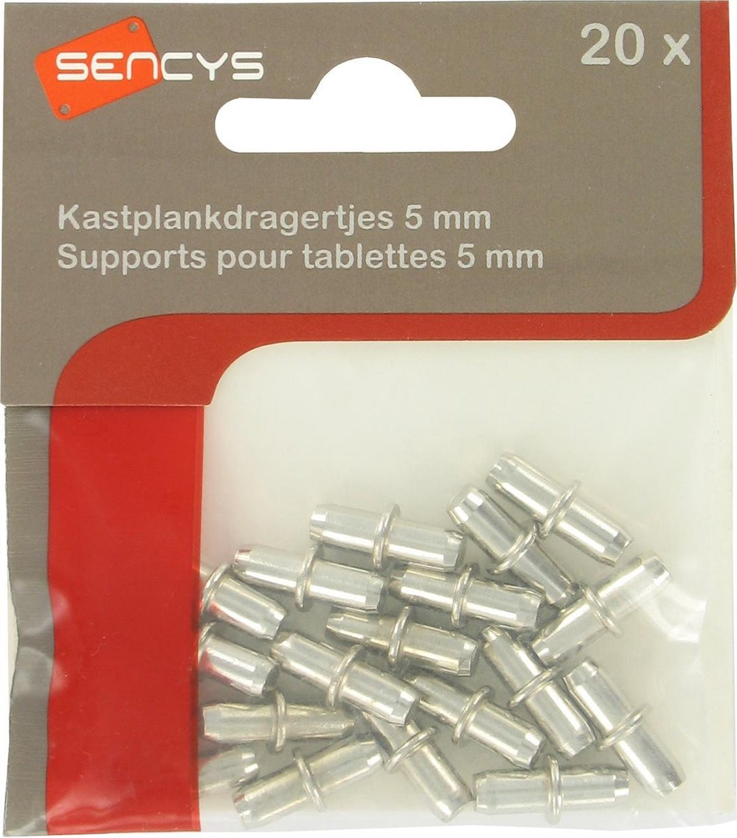 Sencys kastplankdrager 5mm vernikkeld metaal 20 stuks