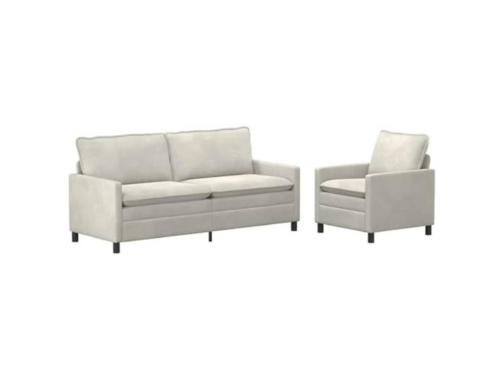 hliofuir Sofa Set 2-teilig Samt Polstersofa Couch Garnitur Creme Elegantes Polstermöbel-Set für Wohnzimmer und Gästebereich mit doppellagigen Kissen sowie pflegeleichten Bezügen.
