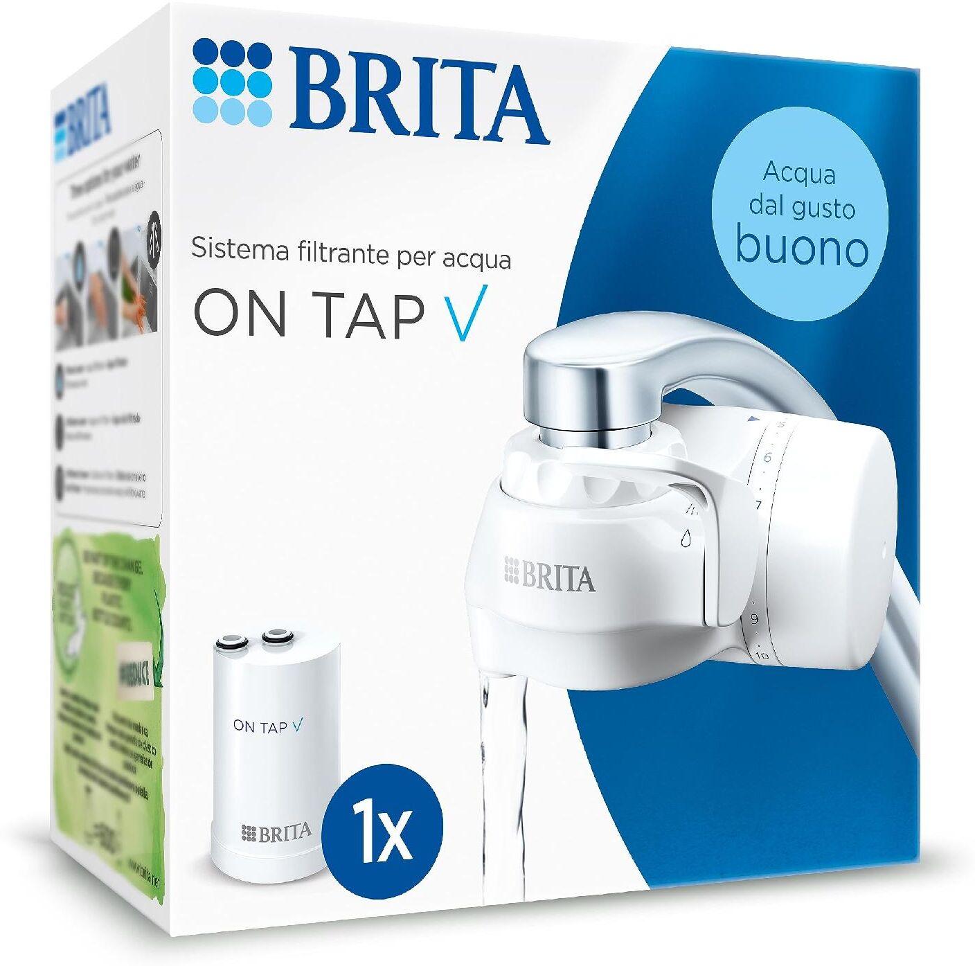 Brita 1052066 Filtro Per Acqua On Tap V 3 Modalità Capacità Cartuccia 600 Litri Colore Bianco - 1052066