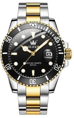 Inspired Deals OLEVS 5885 Men's Quartz Watch Waterproof Luminous Stainless Steel Business Watch black + Gold