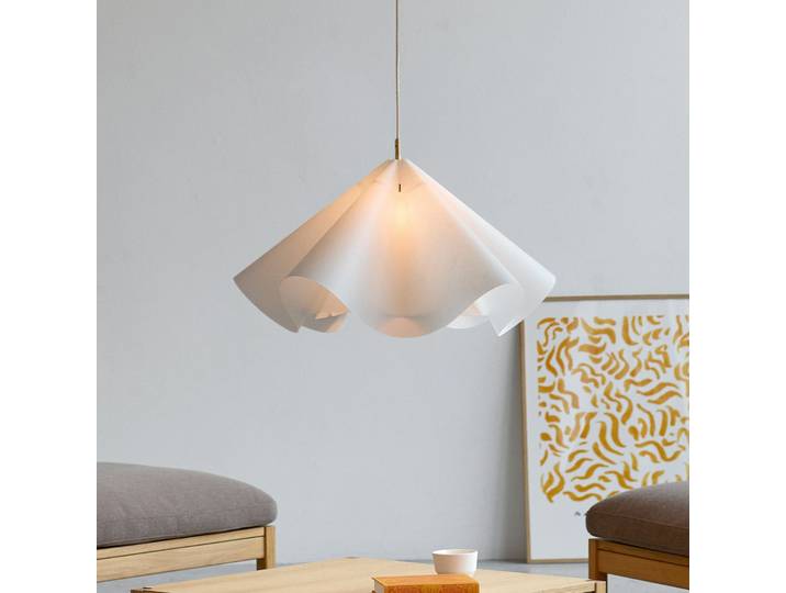 Suspension Sinuate, laiton/blanc, Ø 75 cm, E27, papier - Moebe - Salon / séjour - Design - Papier / carton - À ampoule unique