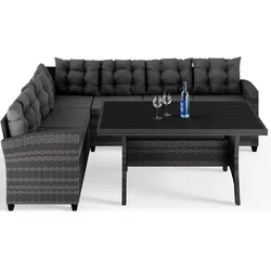 Polyrattan Ecklounge Lissabon Grau/Anthrazit inkl Kissen