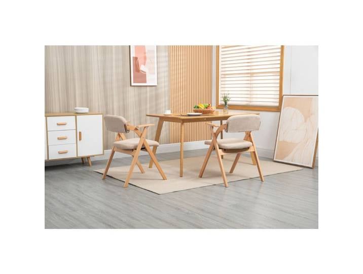 Chaise pliante avec accoudoirs – HOMEFUN – lot de 2 – assise rembourrée – beige