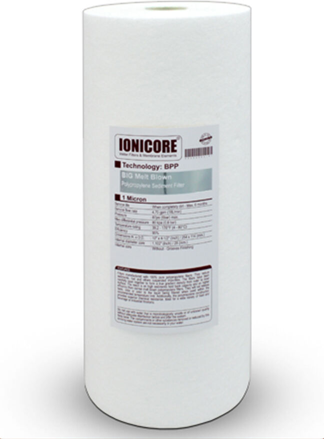 Ionicore Cartuccia Big Filtro Sedimento Polipropilene Soffiato 10" - 20 Micron (