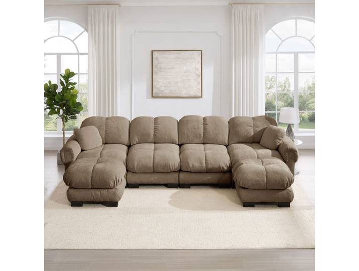 Canapé modulable - SOGEU - Canapé Composable - Tissu chenille - Forme U - 4 places