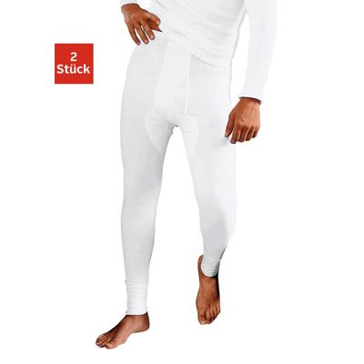 Lange Unterhose CLIPPER, Herren, Gr. 7, 2 Stk., weiß, Doppelripp, Obermaterial: 100% Baumwolle, unifarben, körpernah, Unterhosen Lange Unterhose, Doppelripp